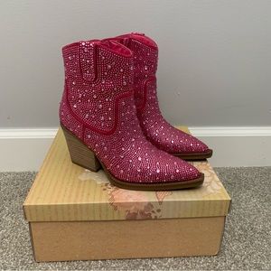 Very G Kady Pink Rhinestone Bootie
